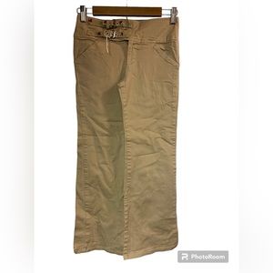 Vintage wrap around wrapper khaki tan Pants big girls 12 embroidered belt